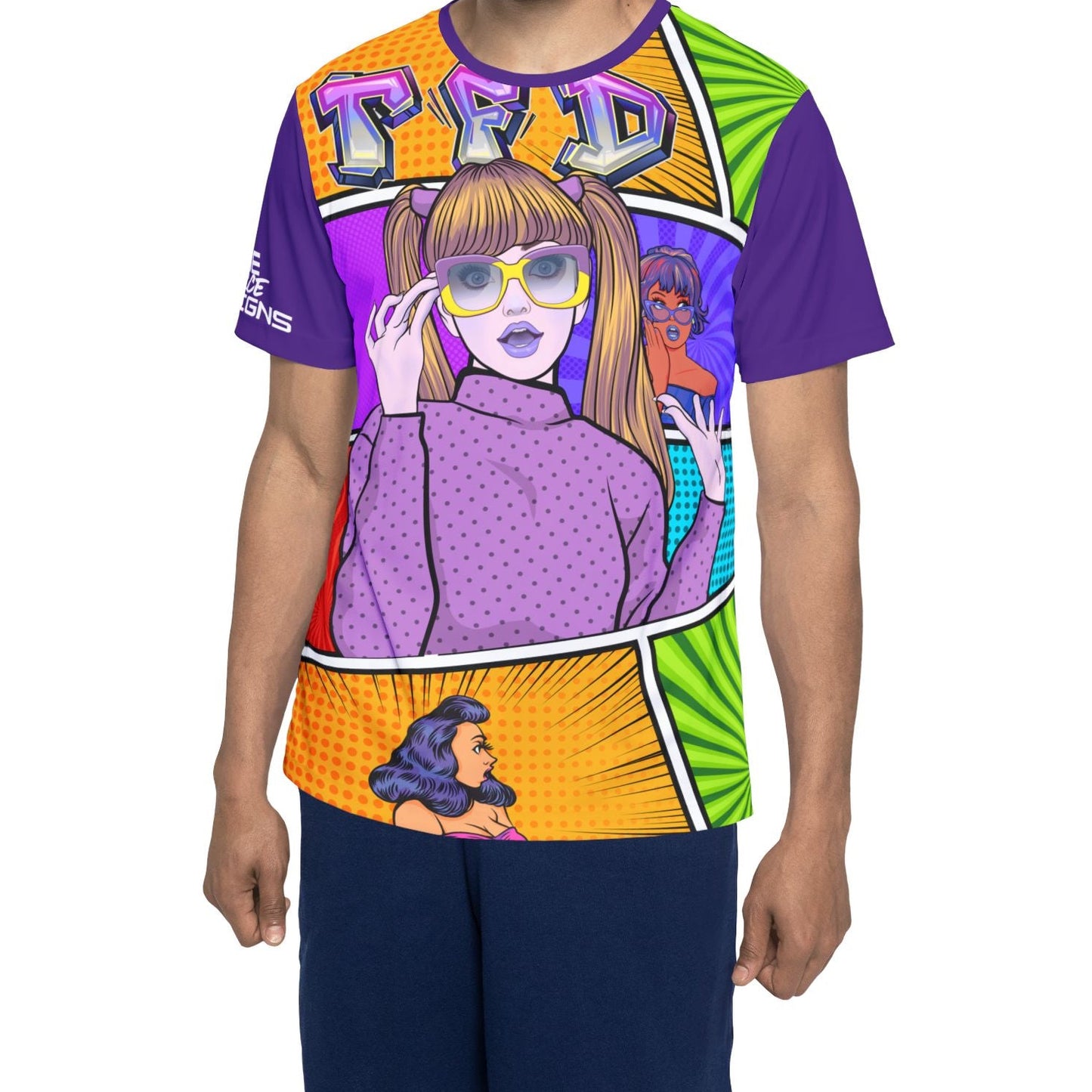 A-2 Comic Art  — Vibrant Graphic Tee with 'TFID' Design