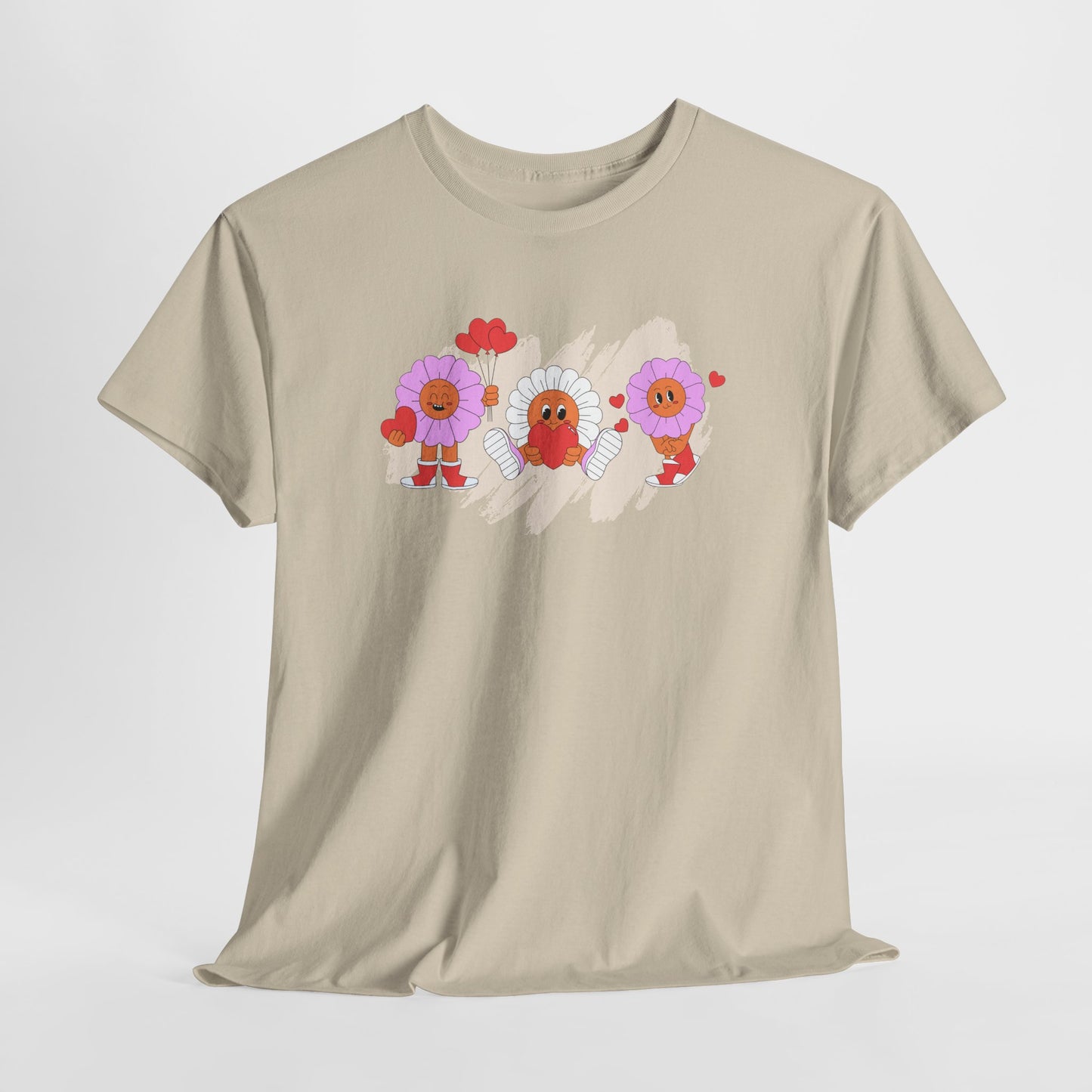 Floral Heart,Graphic Tee, Trendy Unisex Cotton Shirt, Soft Everyday Wear, Perfect for Casual Outings, Gifts for Garden Lovers
