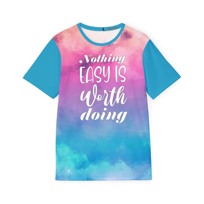 Nothing Easy Is Worth Doing, Tie-Dye Sports Jersey — "Nothing Easy Is Worth Doing"