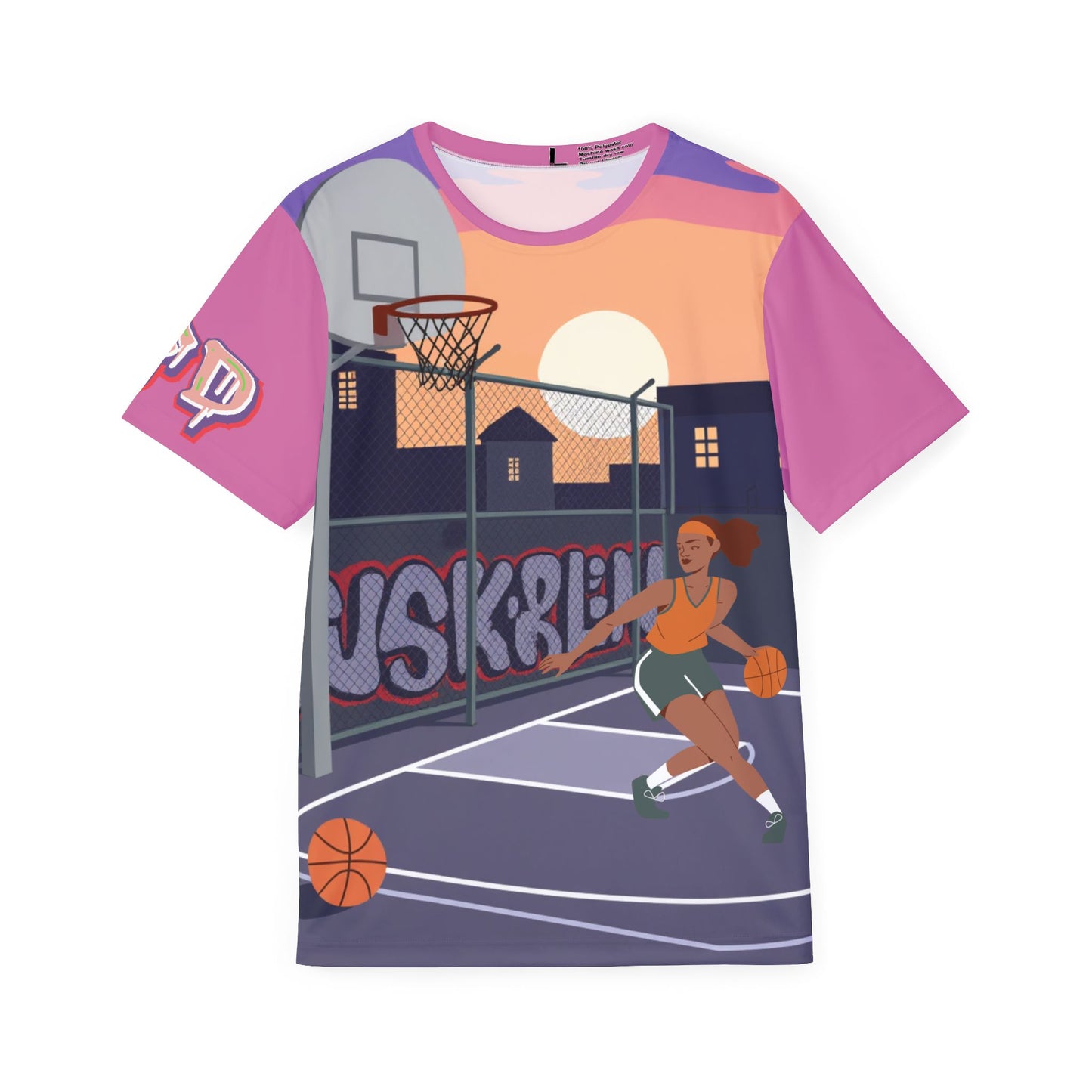 Women’s Sunset Streetball — Urban Basketball Graphic Tee