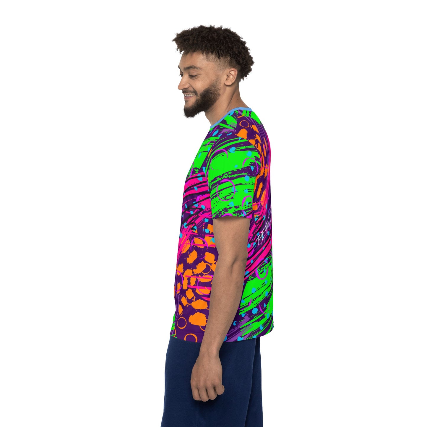 Abstract Geo-Pattern Men's Sports Jersey — Colorblock Neon Maze Design