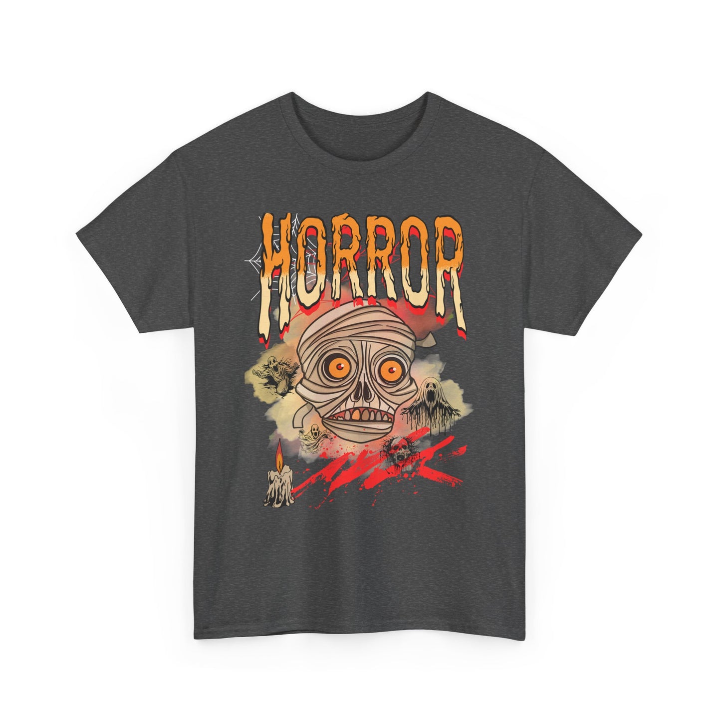 Horror Graphic Tee, Unisex Heavy Cotton Shirt, Spooky T-Shirt, Halloween Clothing, Creepy Apparel, Horror Fan Gift