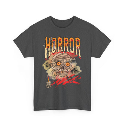 Horror Graphic Tee, Unisex Heavy Cotton Shirt, Spooky T-Shirt, Halloween Clothing, Creepy Apparel, Horror Fan Gift