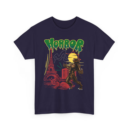 Horror Wolfman Graphic Tee - Unisex Heavy Cotton Shirt for Halloween, Horror Movie Fans, Comfortable Casual Wear, Graphic Tee, Unique Gift