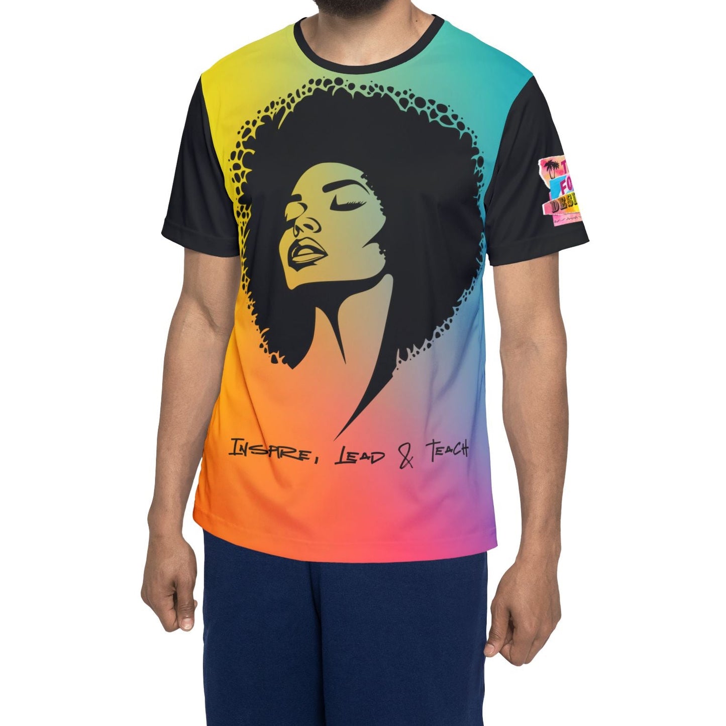 Inspire, lead, & teach Sports Jersey — Afro Silhouette 'Inspire, Lead & Teach' All-Over Print