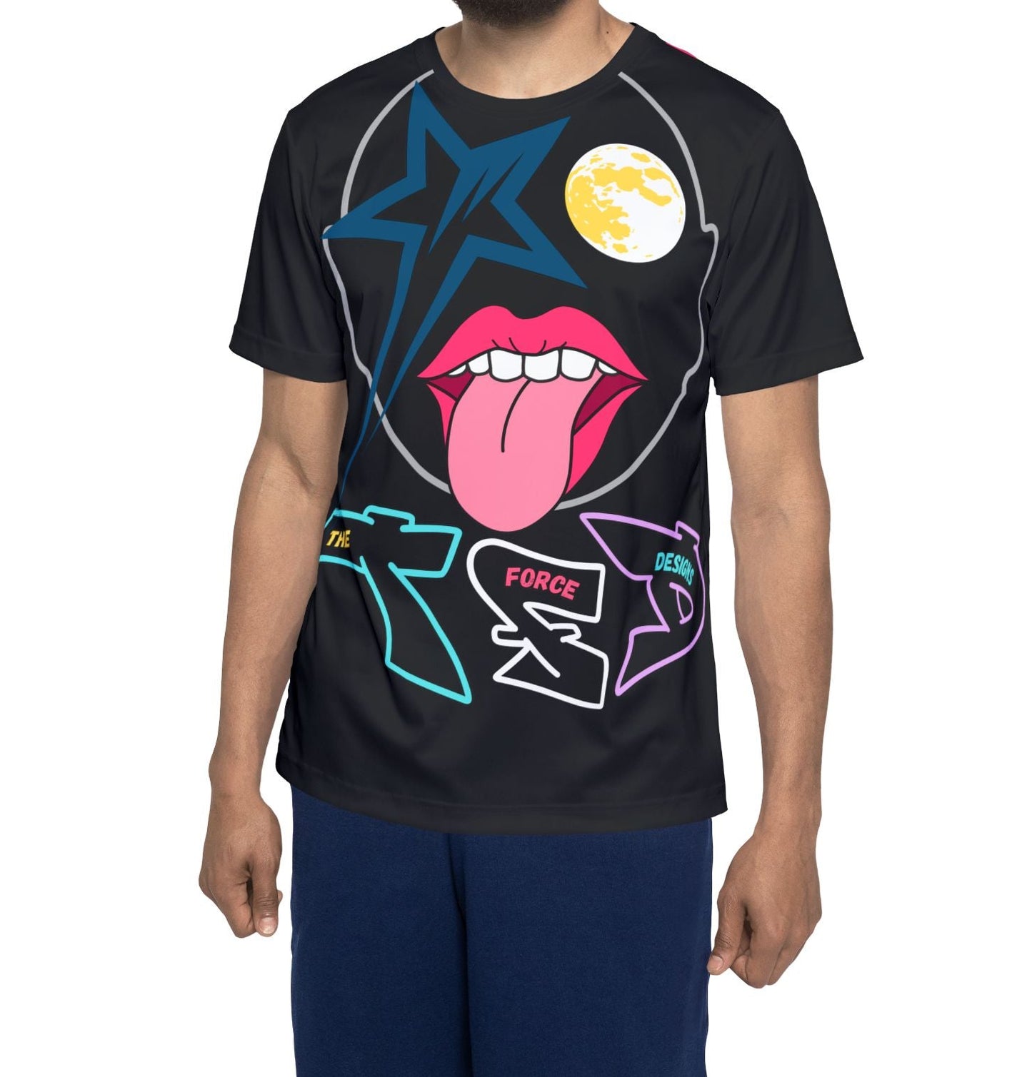 Graphic Jersey — Retro Rock Star Tongue Design