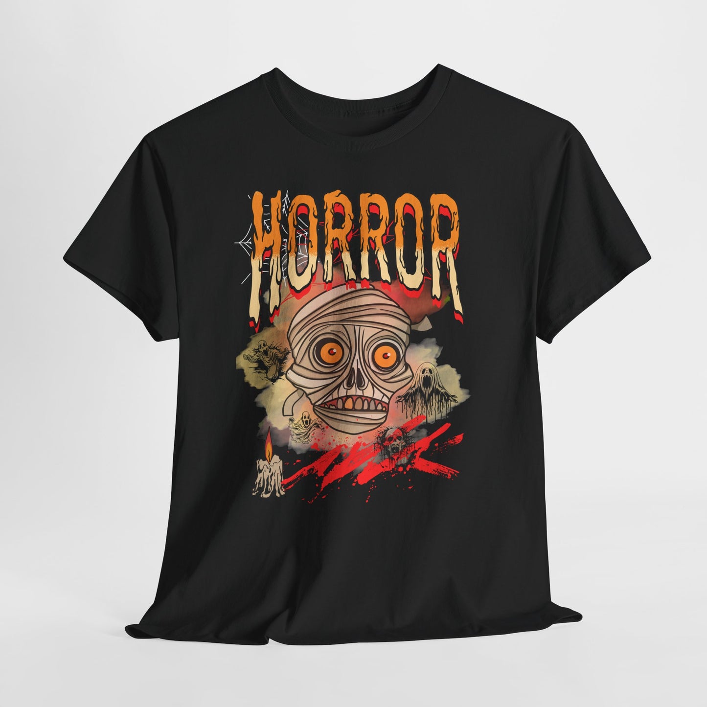 Horror Graphic Tee, Unisex Heavy Cotton Shirt, Spooky T-Shirt, Halloween Clothing, Creepy Apparel, Horror Fan Gift
