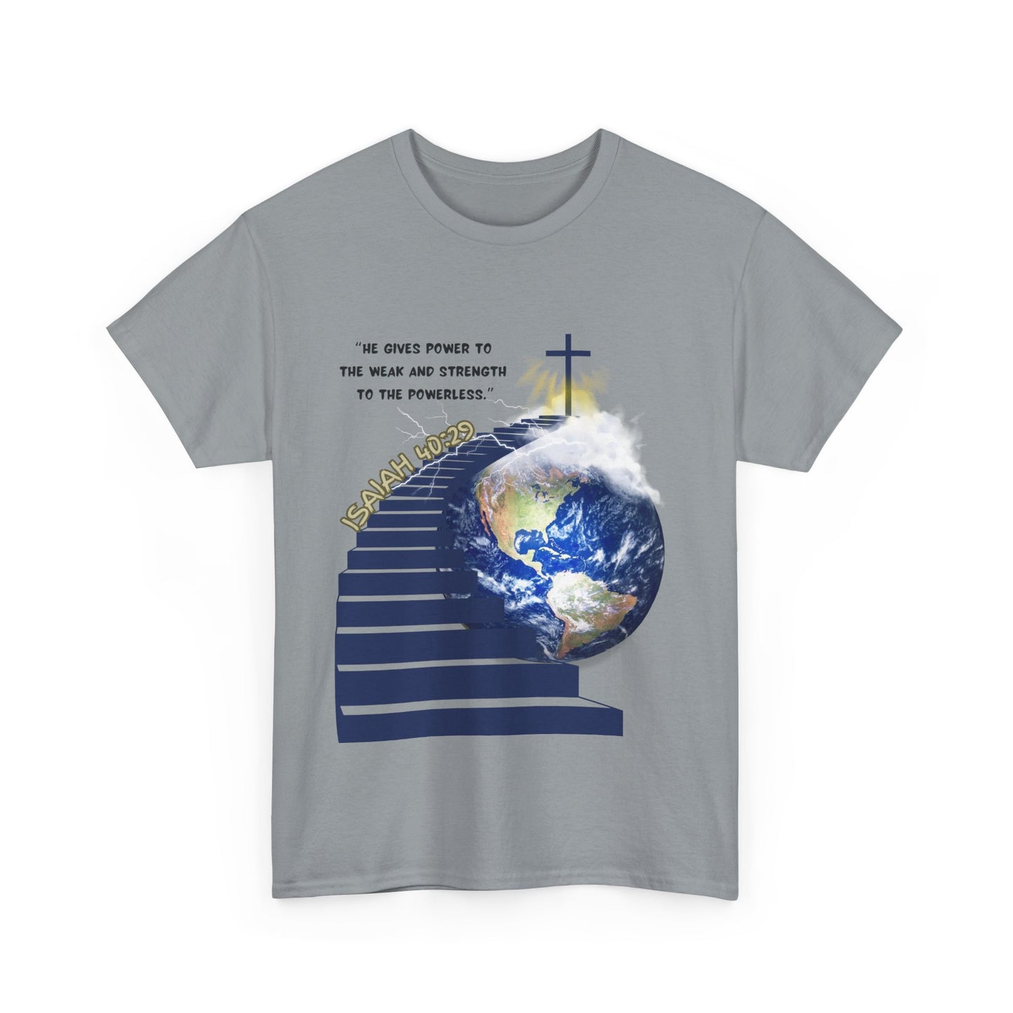 Isaiah 40:29 Unisex Heavy Cotton Tee, Faith-Based Shirt, Earth T-Shirt, Spiritual Cotton Top, Eco-Conscious Apparel