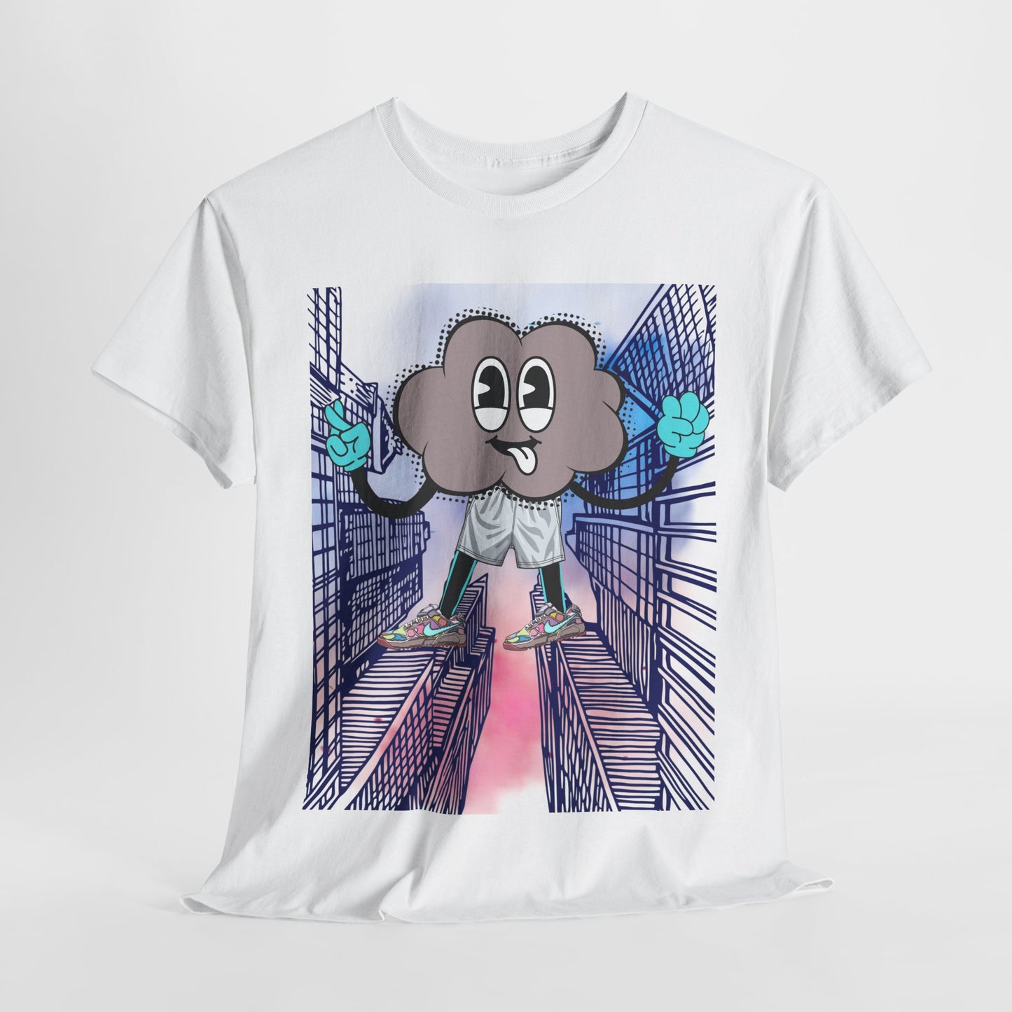 Urban Cartoon Unisex Heavy Cotton Tee - Street Style Graphic T-Shirt