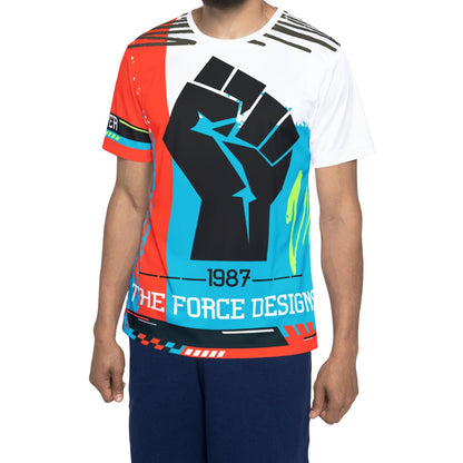 Creating Culture — Bold Fist Graphic All-Over Print Athletic Tee ("The Force Designs" 1987)