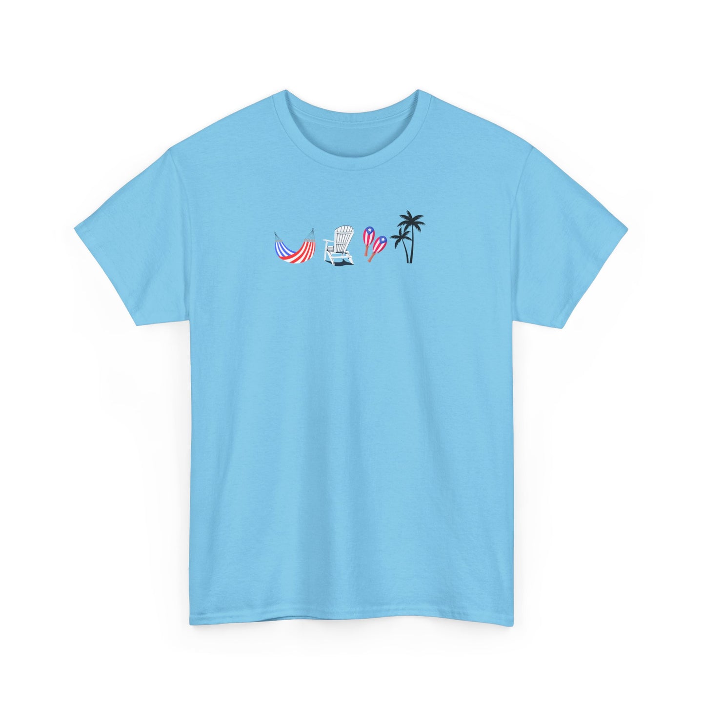 Summer Vibes Unisex Heavy Cotton Tee - Relaxed Fit Beach Graphic Shirt