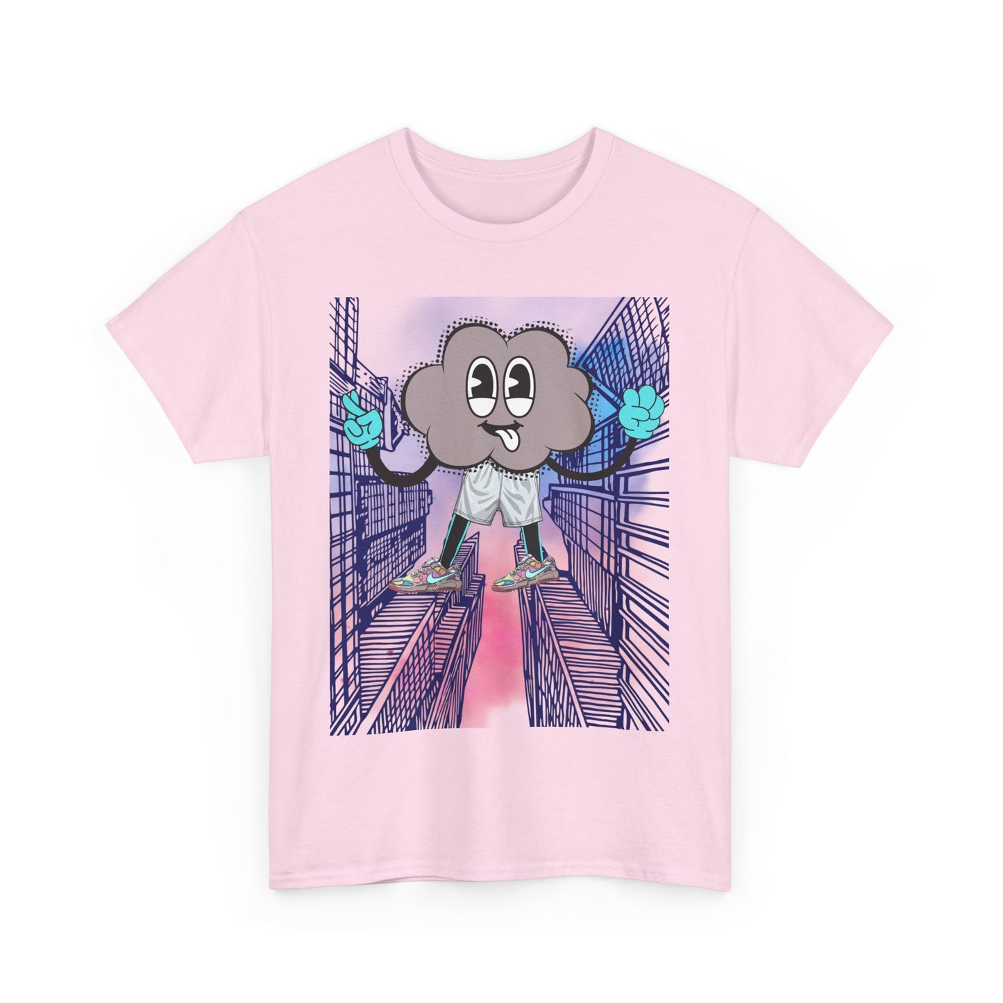 Urban Cartoon Unisex Heavy Cotton Tee - Street Style Graphic T-Shirt