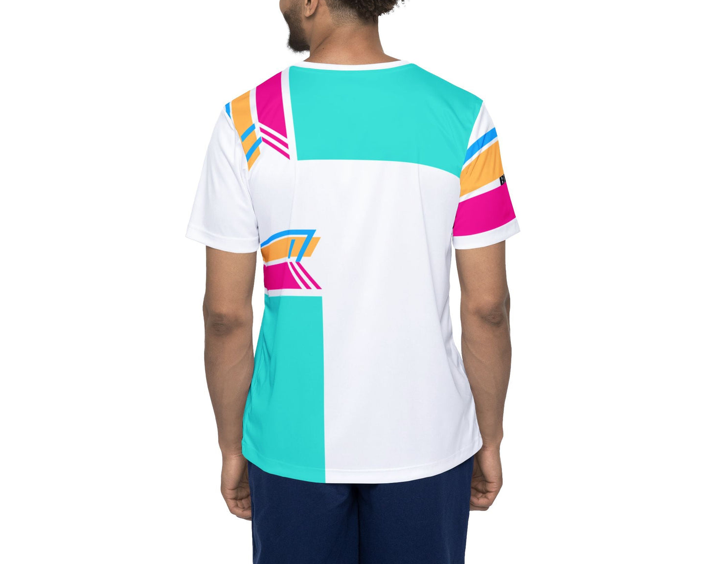 Flow brite Men's Sports Jersey - The Force Designs Retro Teal & Pink Athletic Tee