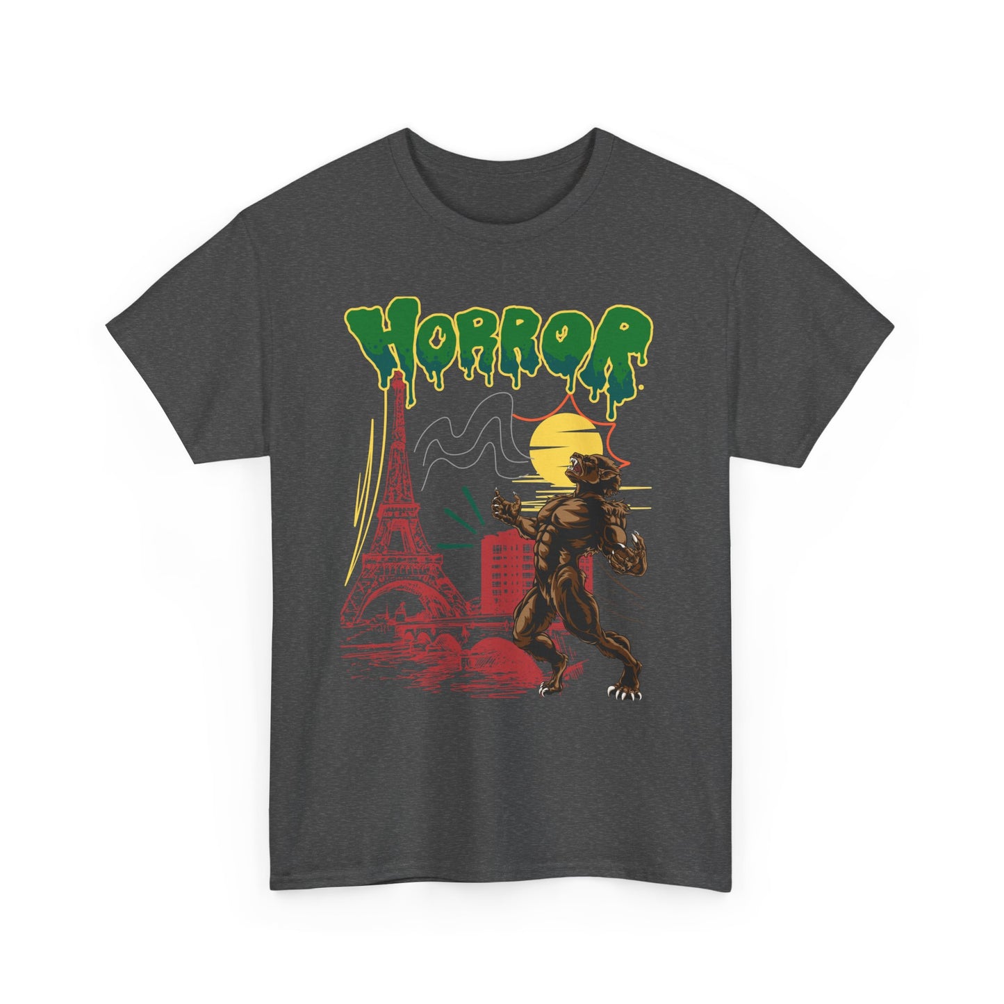 Horror Wolfman Graphic Tee - Unisex Heavy Cotton Shirt for Halloween, Horror Movie Fans, Comfortable Casual Wear, Graphic Tee, Unique Gift