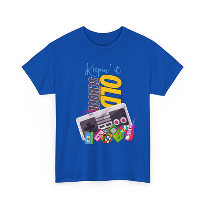 Keeping it Old School,Unisex Heavy Cotton Tee, Perfect for Gamers, Gifts for Birthdays, Casual Wear, Nostalgic Vibes, Game Night Attire