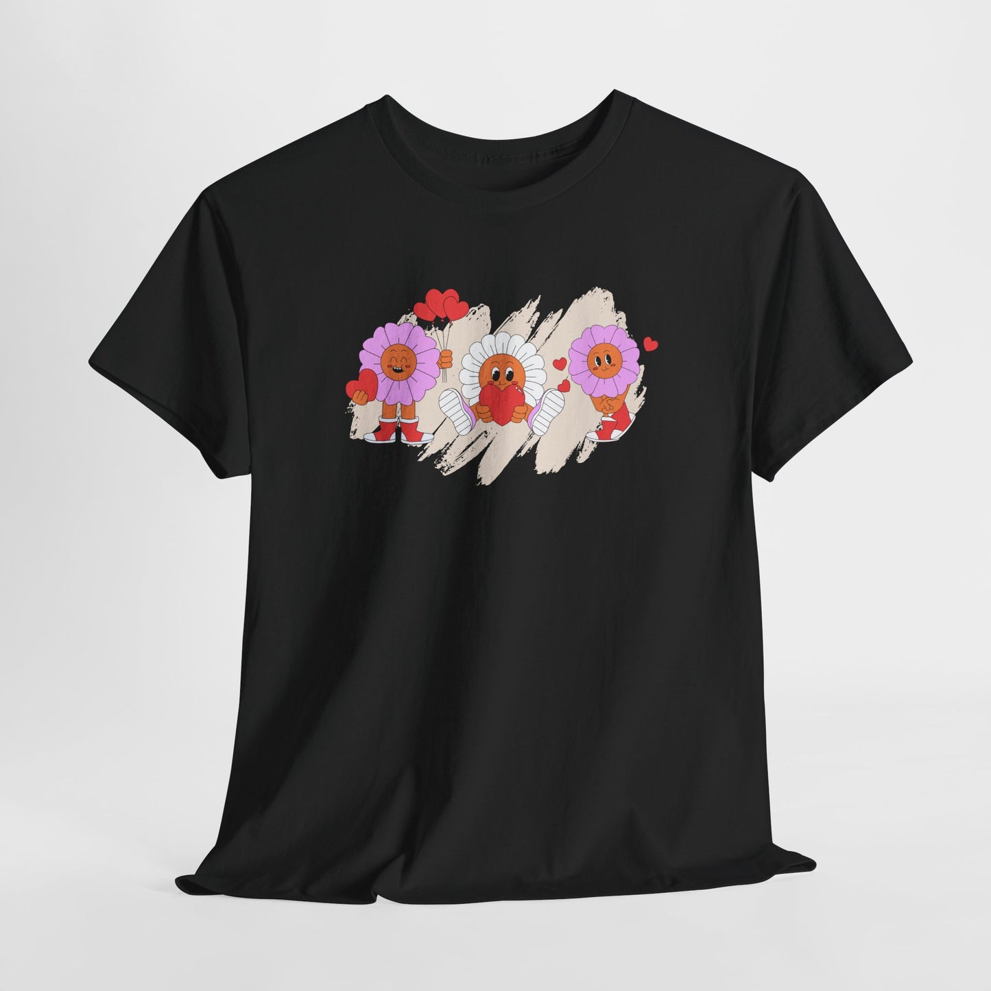 Floral Heart,Graphic Tee, Trendy Unisex Cotton Shirt, Soft Everyday Wear, Perfect for Casual Outings, Gifts for Garden Lovers