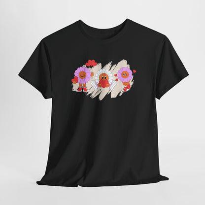 Floral Heart,Graphic Tee, Trendy Unisex Cotton Shirt, Soft Everyday Wear, Perfect for Casual Outings, Gifts for Garden Lovers