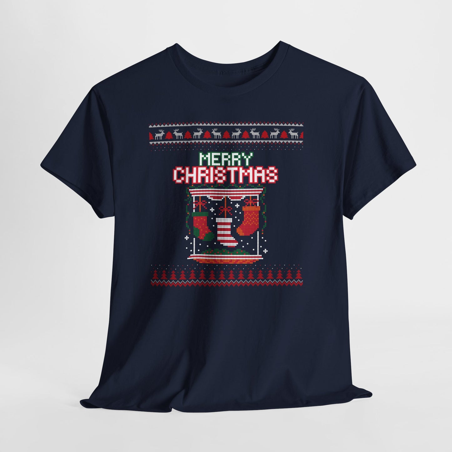 Merry Christmas Ugly T-Shirt — Festive Stocking & Reindeer Holiday Tee