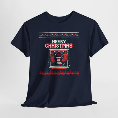 Merry Christmas Ugly T-Shirt — Festive Stocking & Reindeer Holiday Tee