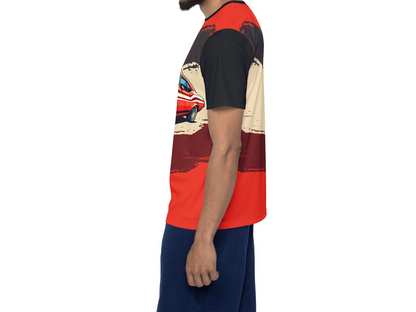Retro Muscle Car Sports Jersey — Red Classic Racing Tee
