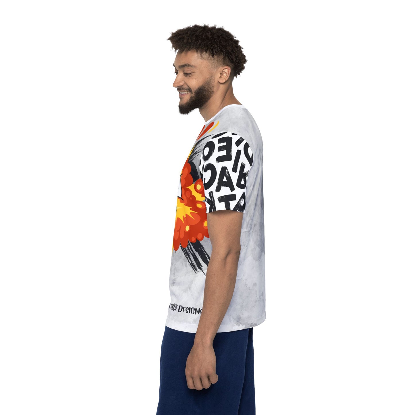 Fire letters,Stylish Men's Sports Jersey - Bold Graphic Design