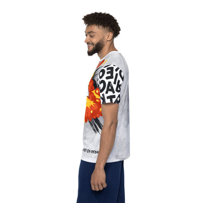 Fire letters,Stylish Men's Sports Jersey - Bold Graphic Design