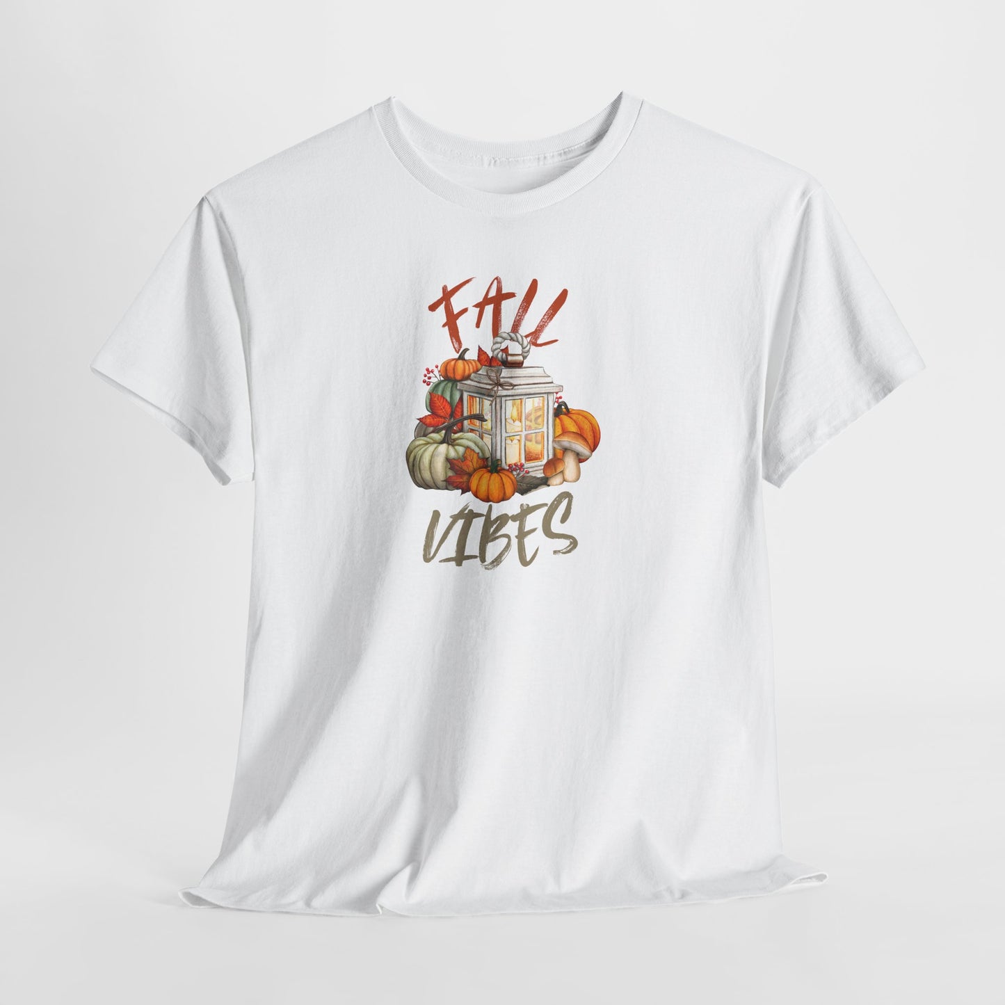 Fall Vibes Unisex Heavy Cotton Tee, Autumn T-shirt, Harvest Apparel, Thanksgiving Gift, Seasonal Fashion Statement, Cozy Fall Wear