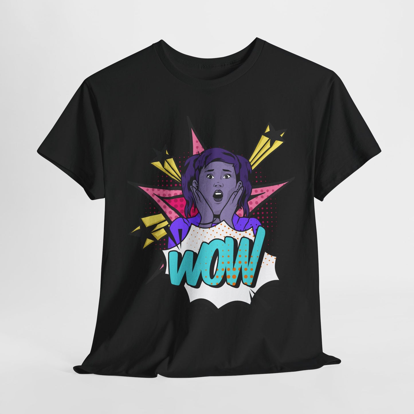 Unisex Heavy Cotton Tee - 'WOW' Comic Pop Art Style