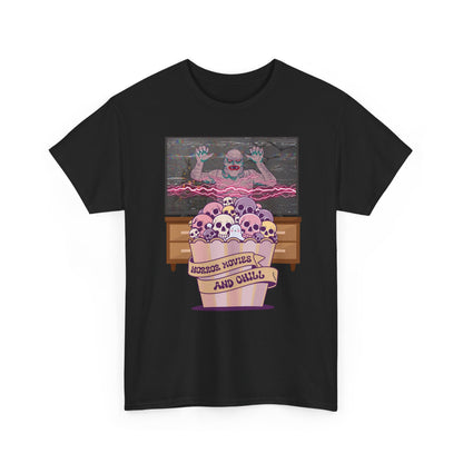 Horror and Chill, Graphic Tee | Halloween Unisex T-Shirt, Casual Wear, Gift for Ghost Lovers, Alternative Style Shirt, Cozy Everyday Tee
