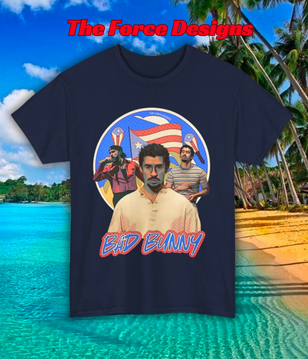 Bunny Malo, The Force Designs, el conejo malo, puerto rico, boricua, reggaeton, Unisex Heavy Cotton Tee