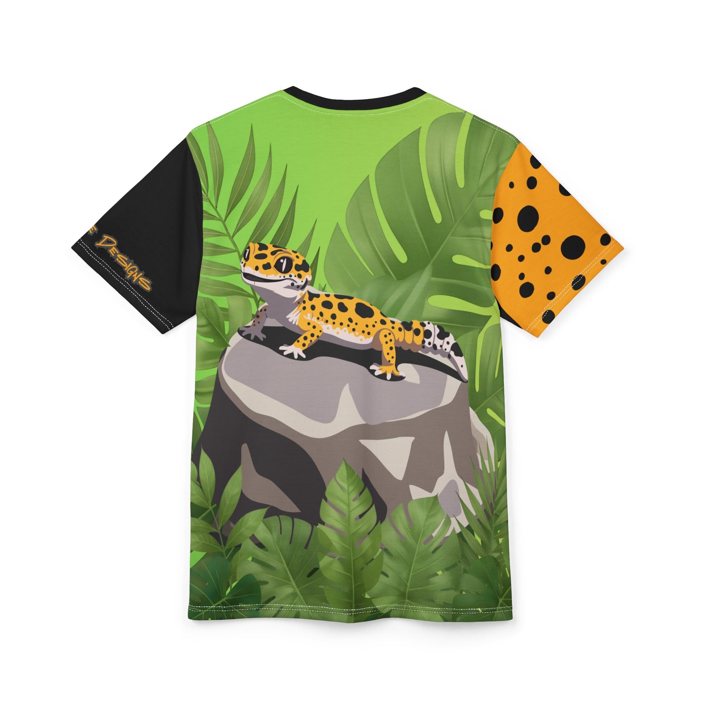 Leopard Gecko Jungle Print Tee — All-Over Graphic Reptile T-Shirt
