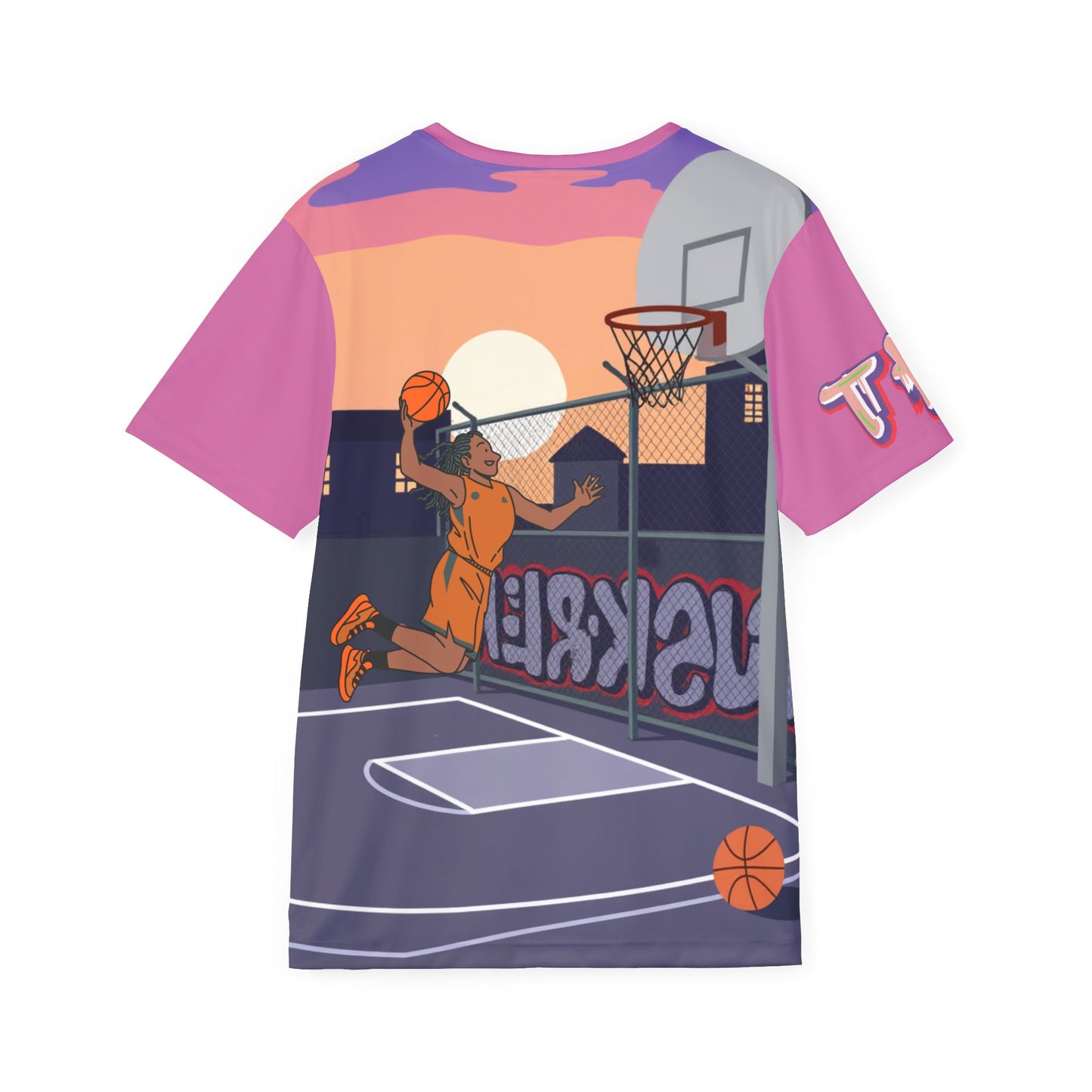 Women’s Sunset Streetball — Urban Basketball Graphic Tee