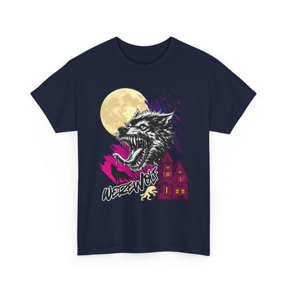 Werewolf Howling,  Unisex Heavy Cotton Tee - Spooky Graphic Tee for Halloween, Casual Wear, Horror Fans, Gift Idea, Streetwear