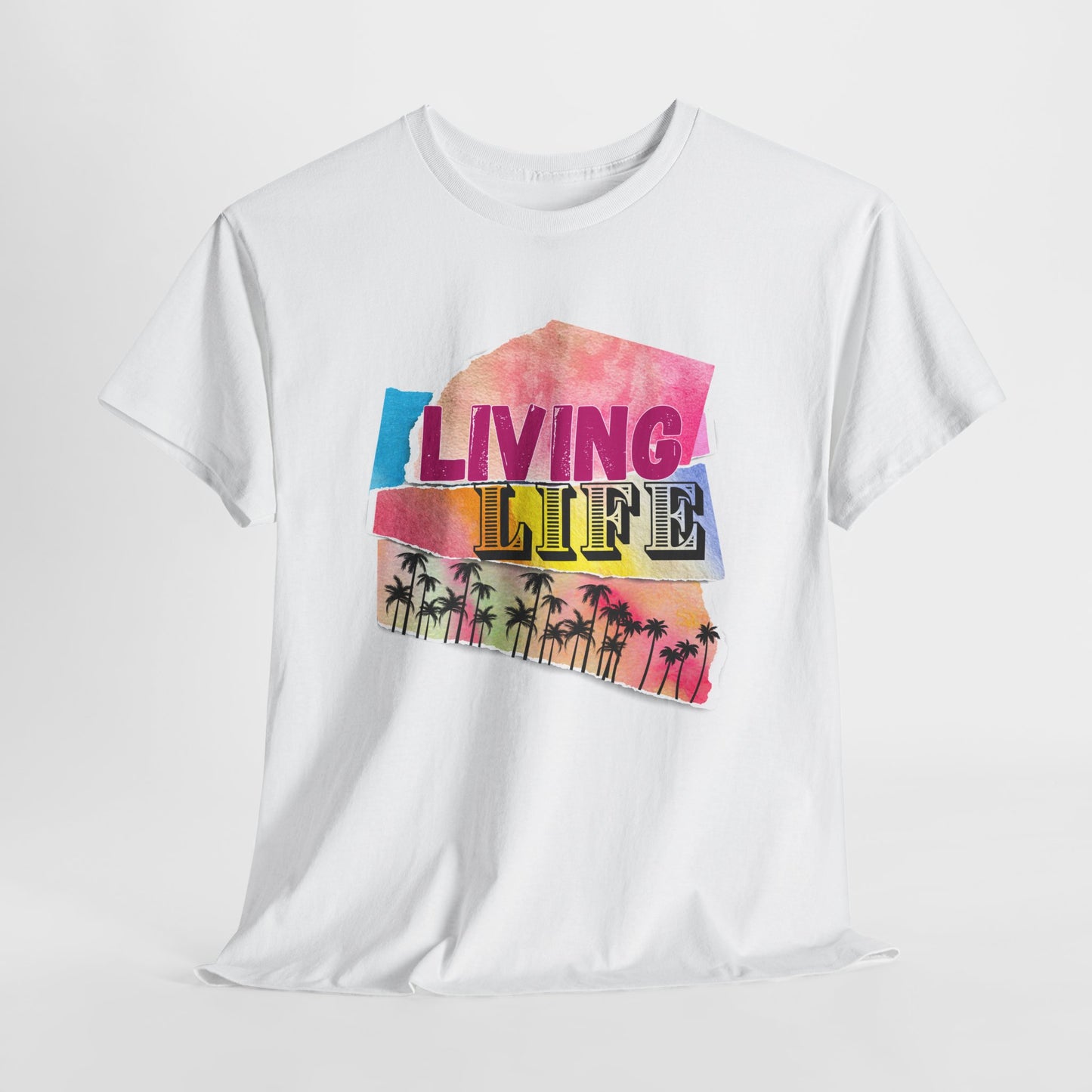 Living life,Colorful Living Life Tee, Unisex Graphic T-Shirt, Beachy Vibe Shirt, Summer Casual Wear, Ideal Gift for Friends