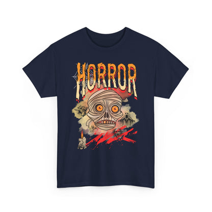 Horror Graphic Tee, Unisex Heavy Cotton Shirt, Spooky T-Shirt, Halloween Clothing, Creepy Apparel, Horror Fan Gift