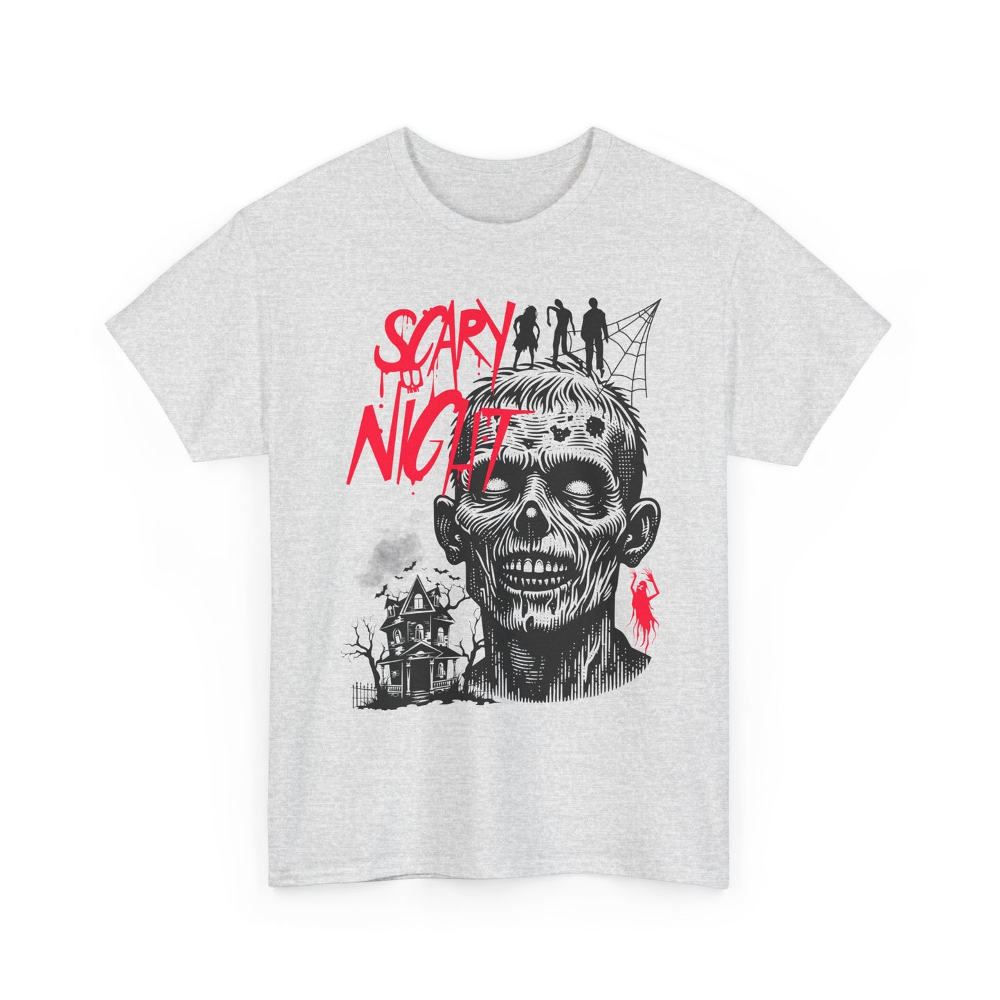 Scary Night,Unisex Heavy Cotton Tee, Scary Night Zombie Tee, Halloween Shirt, Horror Graphic T-Shirt, Unisex Casual Wear, Spooky Party Apparel