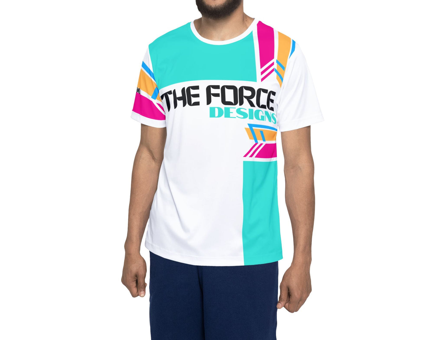 Flow brite Men's Sports Jersey - The Force Designs Retro Teal & Pink Athletic Tee