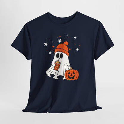 Halloween Ghost Unisex Heavy Cotton Tee, Spooky T-Shirt, Fall Fashion, October Vibes, Graphic Tee, Halloween Apparel, Ghost Design