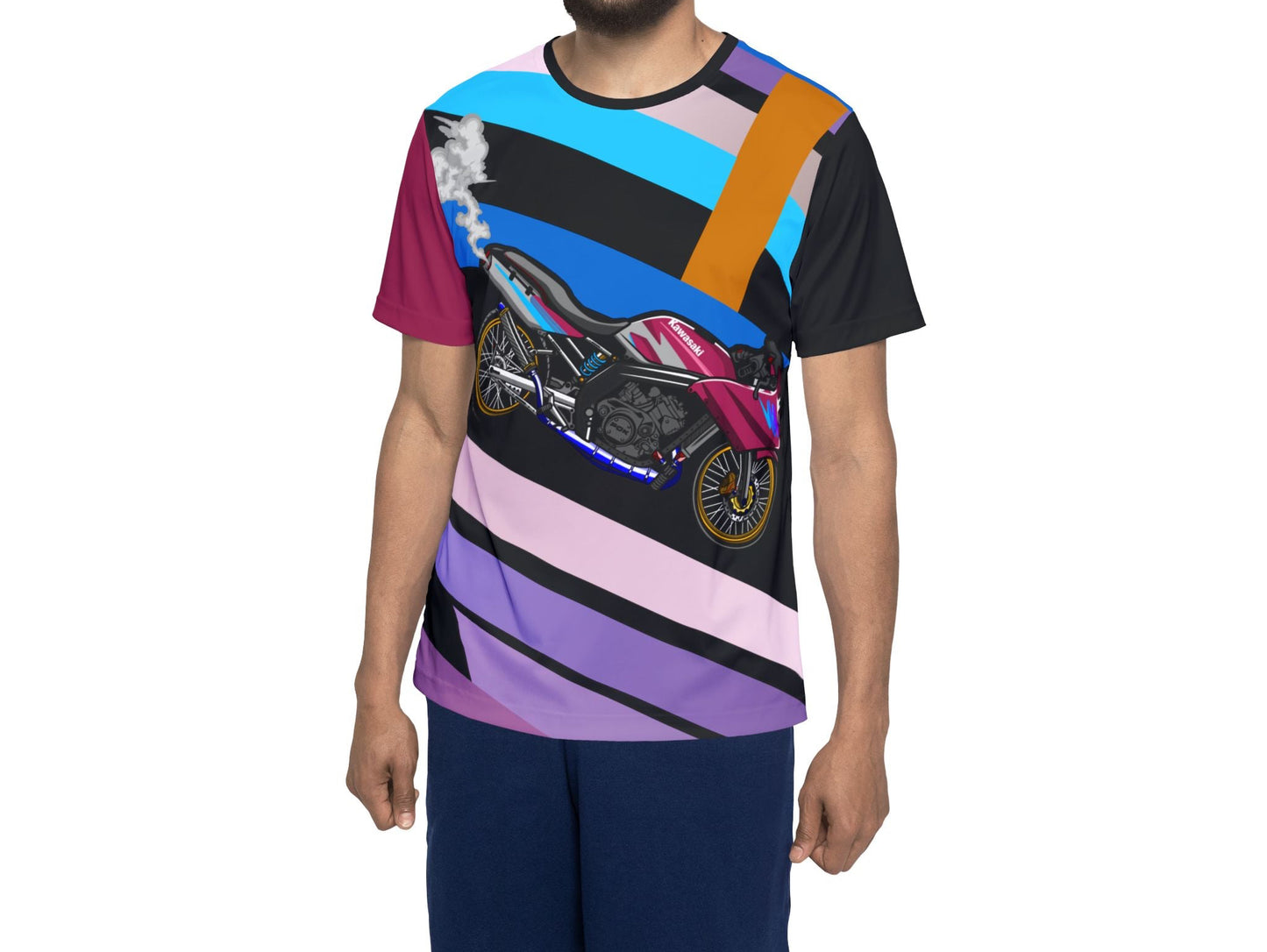 Men's Motorcycle Sports Jersey — Retro Neon Racing Graphic