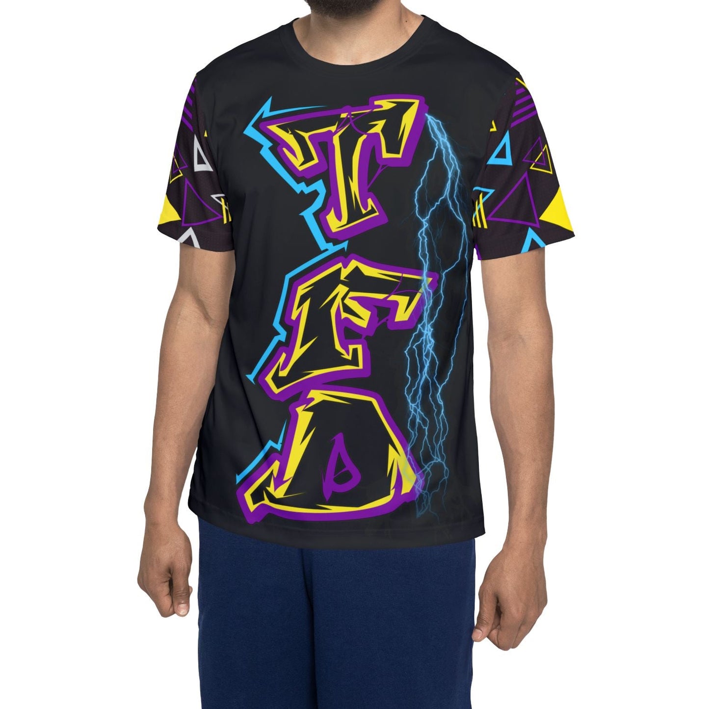 TFD Neon Lightning Sports Jersey — Men’s Graphic Athletic Tee
