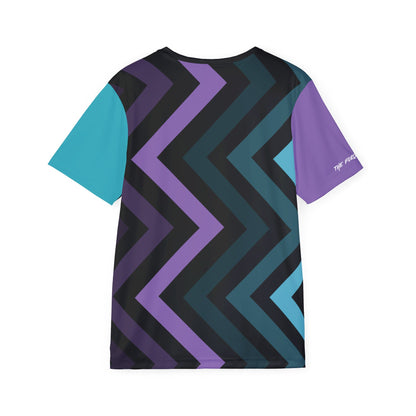 Geometric Chevron Sports Jersey — Purple & Teal All-Over Print
