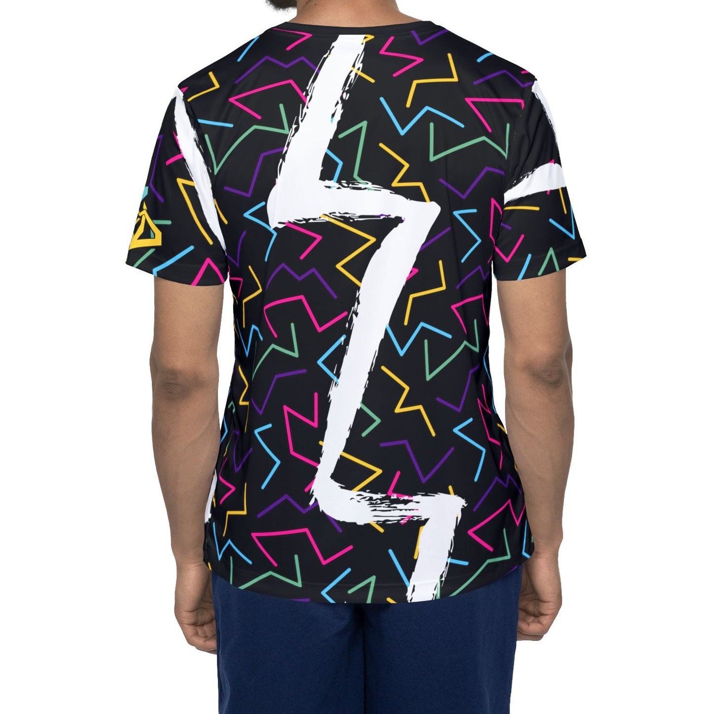 Retro Neon Zigzag Sports Jersey — 80s Throwback All-Over Print