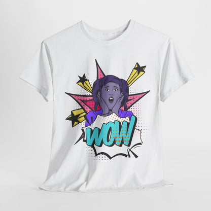 Unisex Heavy Cotton Tee - 'WOW' Comic Pop Art Style