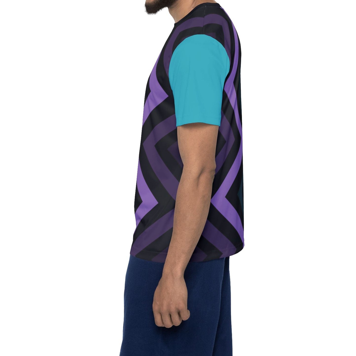 Geometric Chevron Sports Jersey — Purple & Teal All-Over Print