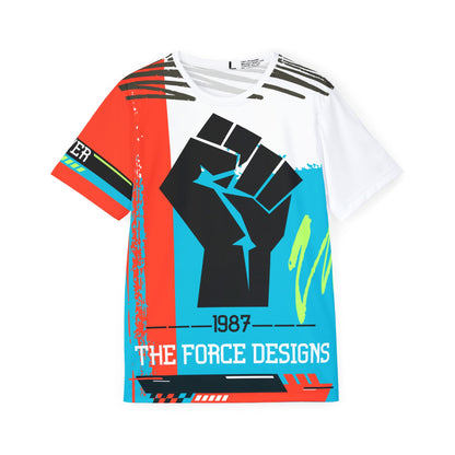 Creating Culture — Bold Fist Graphic All-Over Print Athletic Tee ("The Force Designs" 1987)
