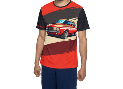 Retro Muscle Car Sports Jersey — Red Classic Racing Tee