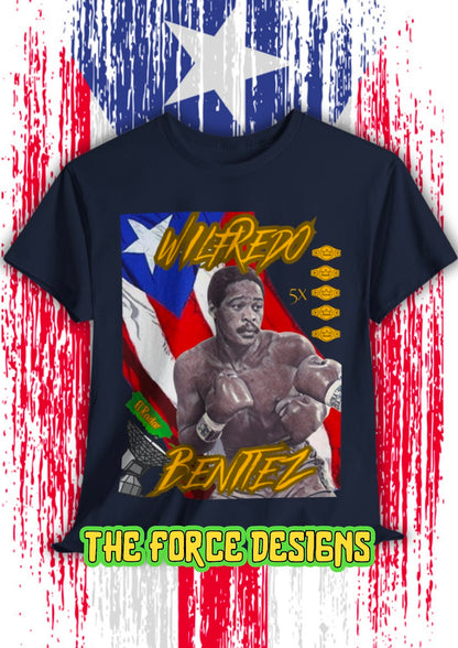 Wilfredo Benitez, The Force Designs, boxing champion, Boricua, Puerto Rico, fashion Unisex Jersey Short Sleeve Tee
