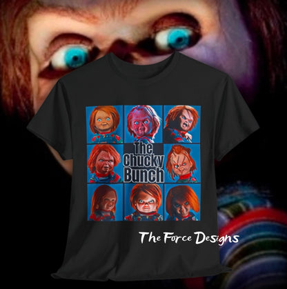 Chucky, The Force Designs, The Chucky Bunch, Childs Play, The Cult of Chucky, Horror, Good guy doll,Unisex Jersey Short Sleeve Tee