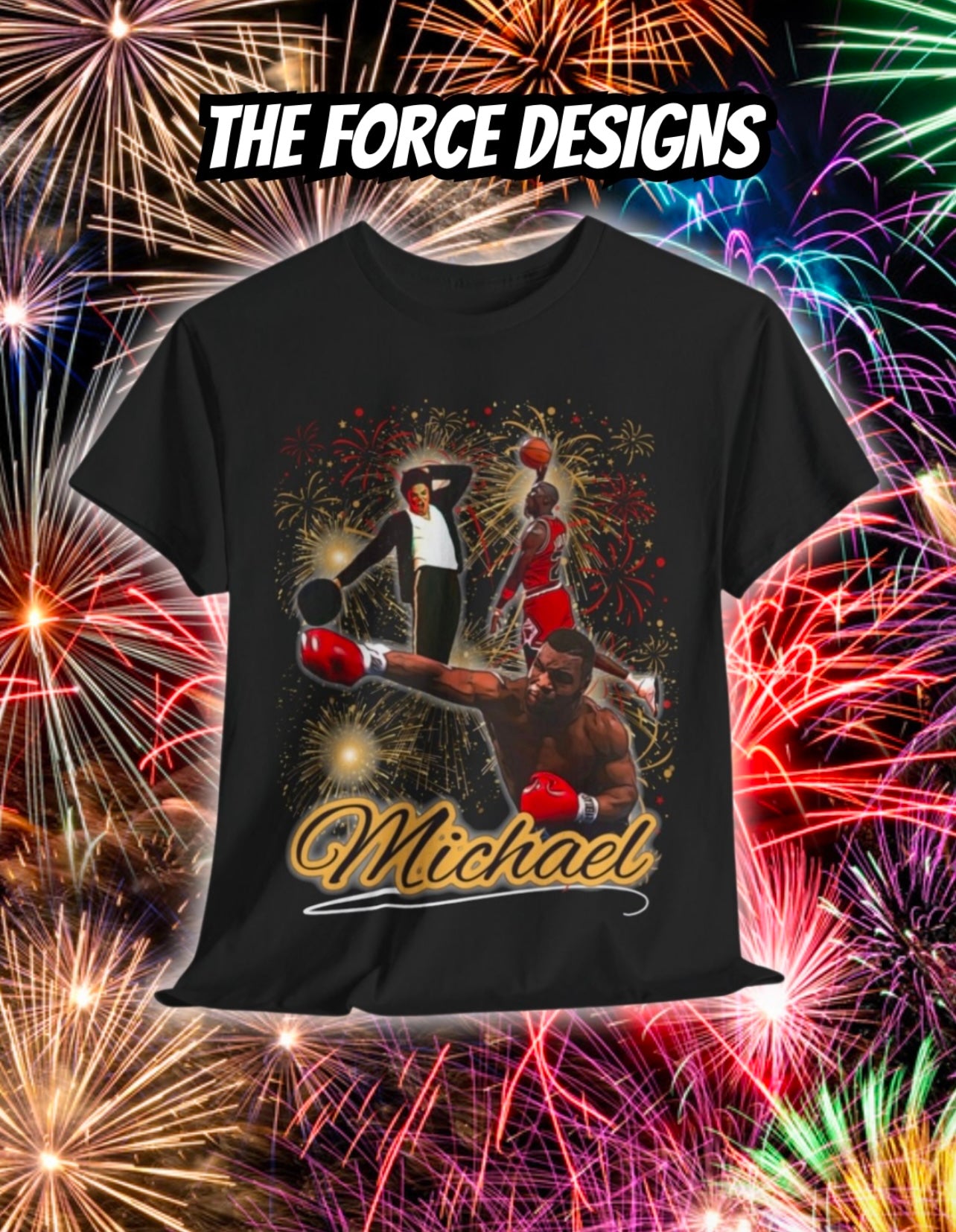 Michael, The Force Designs, Michael Jordan, Michael Jackson, Mike Tyson, classic, Unisex Heavy Cotton Tee
