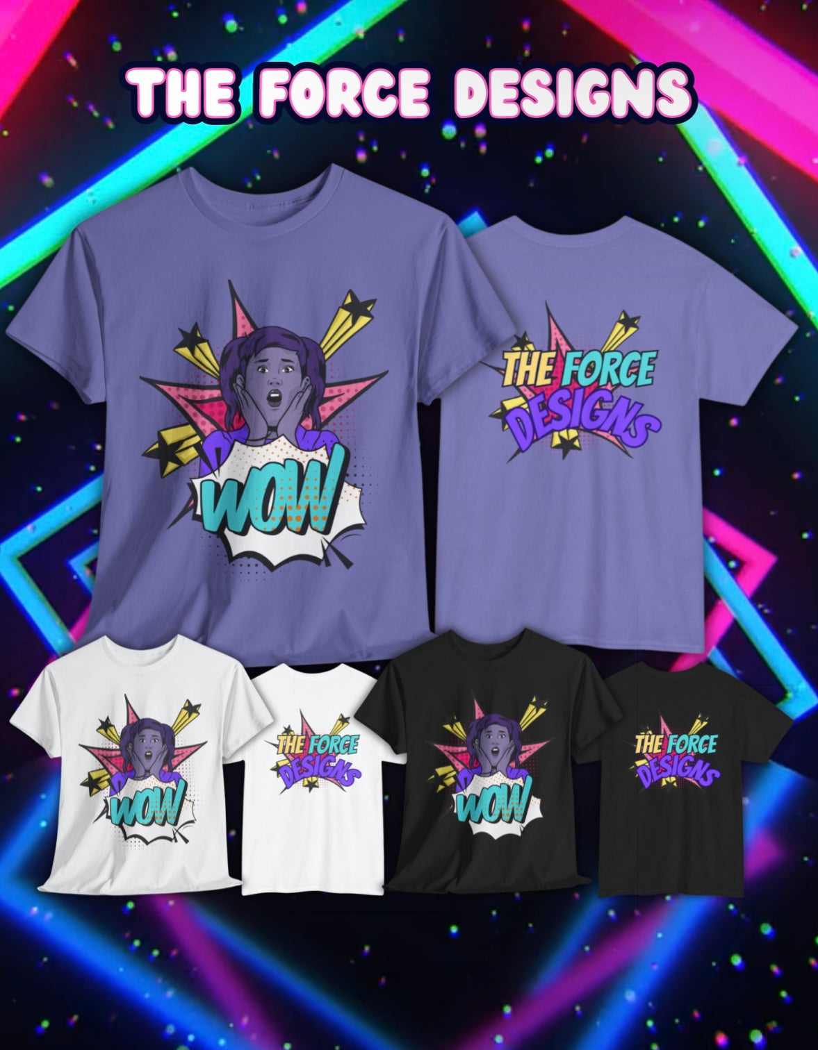 Unisex Heavy Cotton Tee - 'WOW' Comic Pop Art Style